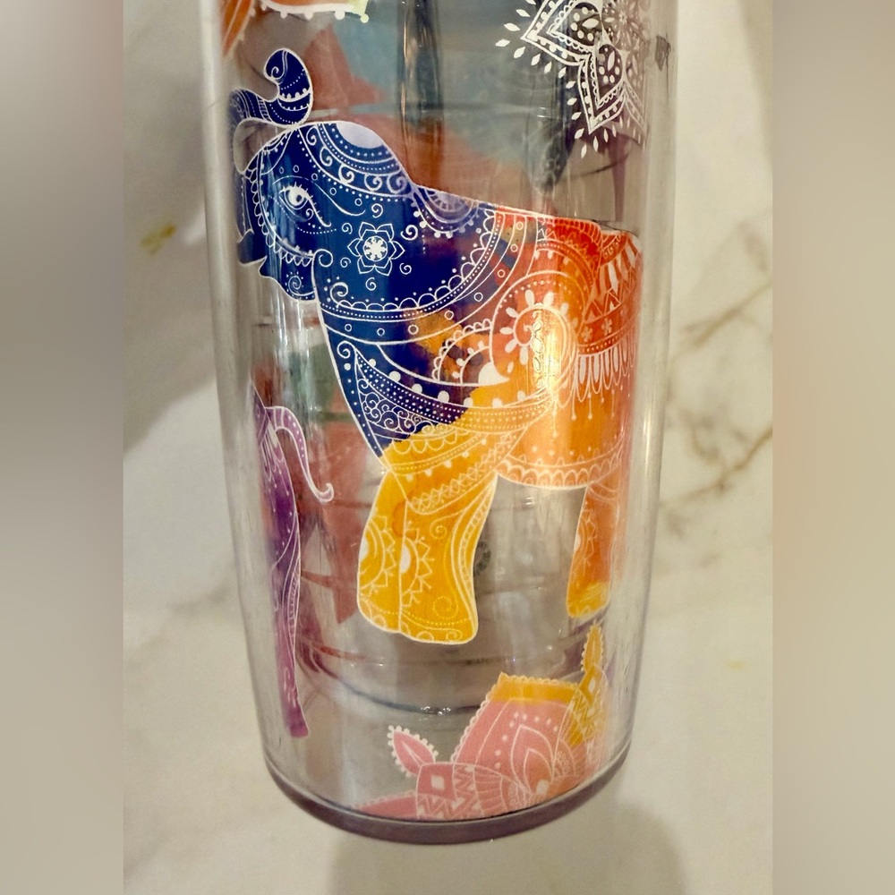 Set of 3 Tervis Tumbler Cups with Lids 16 oz Elephants Peace Flowers EUC - Picture 7 of 9